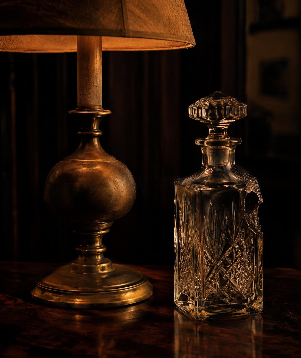 Unlacquered brass lamp base dulled with handling